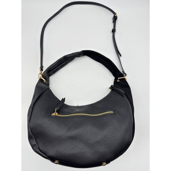 Macy's On 34th Harlowwe suede faux-leather top handle hobo crossbody bag -Black - Picture 6 of 11